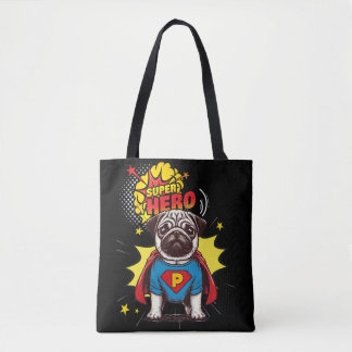 Mops Super Hero Tasche