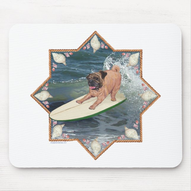Mops Surfer Typ Mousepad (Vorne)