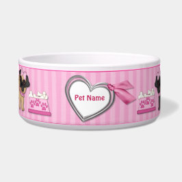 Mops-Süssen Rosa Streifen - Anpassen Napf