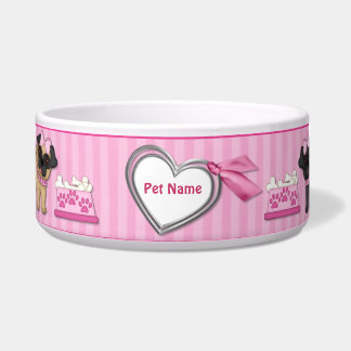 Mops-Süssen Rosa Streifen - Anpassen Napf