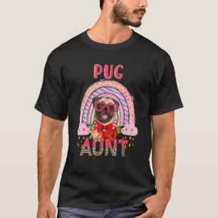 Mops Tante Niedlich Rainbow Rainy Hunde Blume Mutt T-Shirt