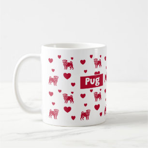 Mops Tasse mit rotem Herzen