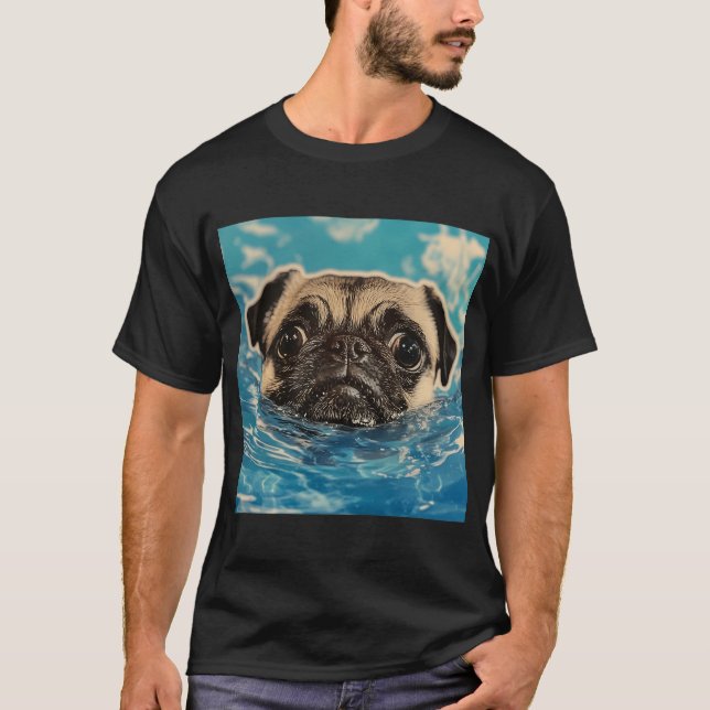 Mops-Teetasse und Teeblätter T-Shirt (Vorderseite)