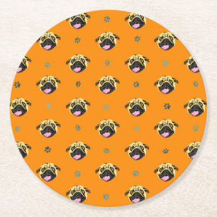 Mops Thema Party Paper Untersetzer Orange