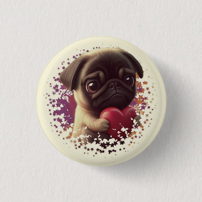 Mops, Tier, Natur Button (Vorderseite)