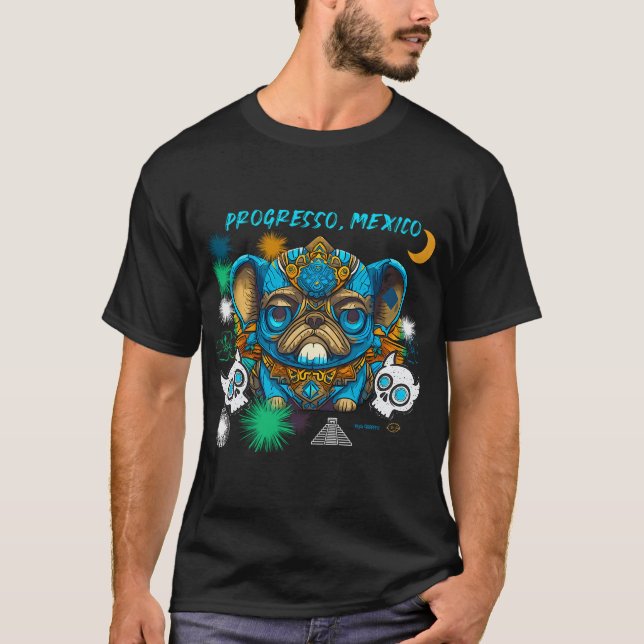 Mops Totenkopf Candy 5 PROGRESO MEXICO T-Shirt (Vorderseite)