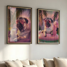 Mops Tropical Summer Vibes Pet Portrait