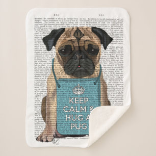 Mops umarmen sherpadecke