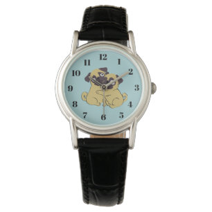 Mops umarmung armbanduhr