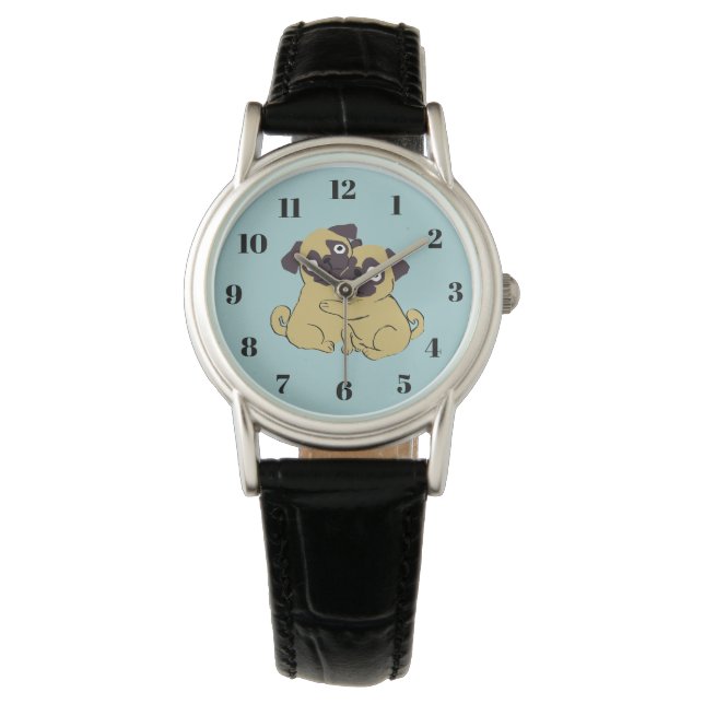 Mops umarmung  armbanduhr (Vorderseite)