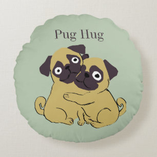 Mops umarmung rundes kissen