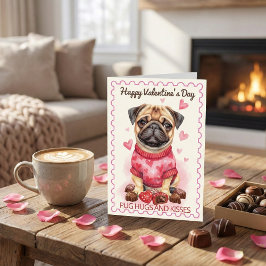 Mops Umarmungen und Küsse Süßer Valentinstag Karte