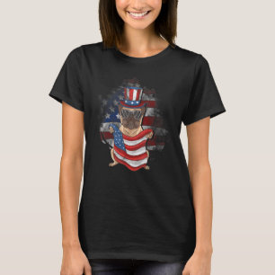 Mops Uncle Sam mit amerikanischer Flagge am 4. Jul T-Shirt
