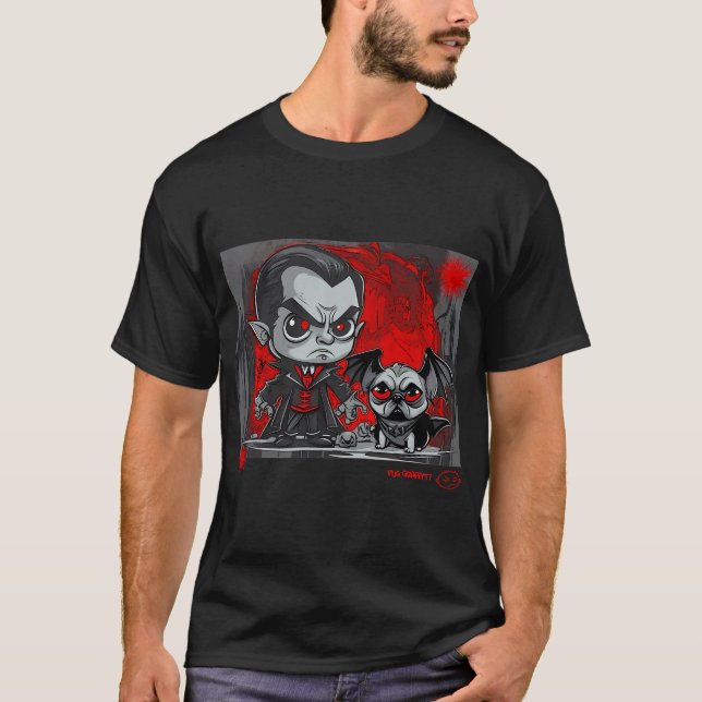Mops und Dracula Graffiti-Kunst 9 T-Shirt (Vorderseite)