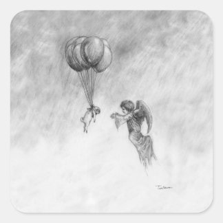 Mops und Engel Quadratischer Aufkleber