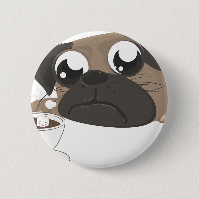 Mops und Kaffee Button (Vorderseite)