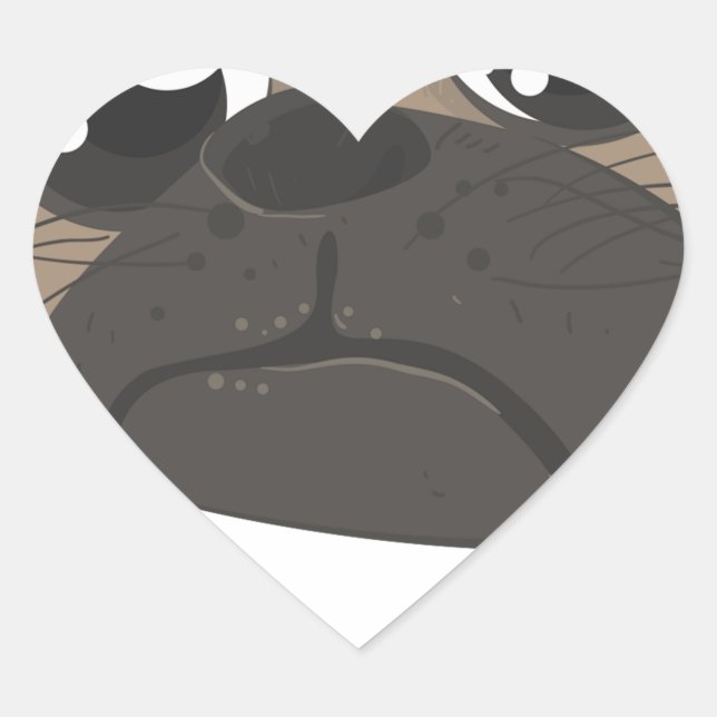 Mops und Kaffee Herz-Aufkleber (Vorderseite)