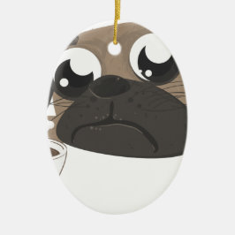 Mops und Kaffee Keramik Ornament