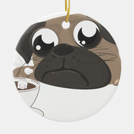 Mops und Kaffee Keramik Ornament