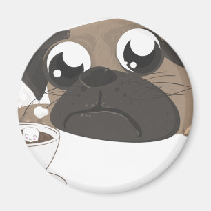 Mops und Kaffee Magnet
