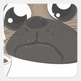 Mops und Kaffee Quadratischer Aufkleber