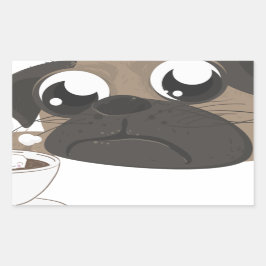 Mops und Kaffee Rechteckiger Aufkleber