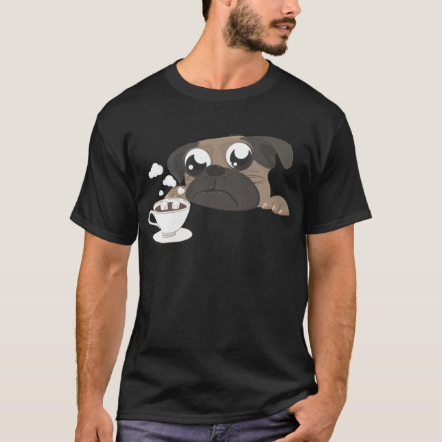 Mops und Kaffee T-Shirt (Vorderseite)