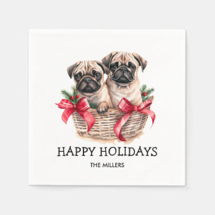 MOPS UND KISSEN HUNDTHEMIERTE CHRISTMAS CUSTOM SERVIETTE