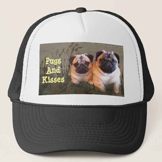 Mops-und Kuss-Hut Truckerkappe (Vorderseite)