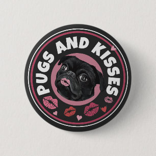 Mops und Küsse   Niedlich Puppe   Mops Lovers Button