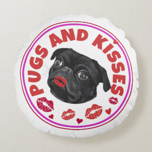Mops und Küsse Niedlich Puppe Mops Lovers Rundes Kissen