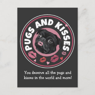 Mops und Küsse   Punny   Mops Lovers Liebe Message Postkarte