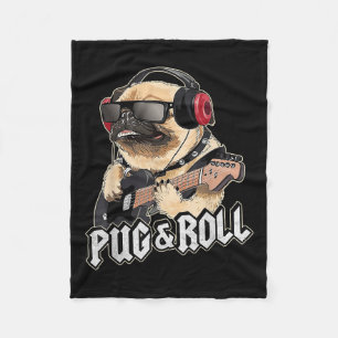 Mops und Roll Niedlich Rockstar Gitarre Rockin Sin Fleecedecke