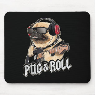Mops und Roll Niedlich Rockstar Gitarre Rockin Sin Mousepad
