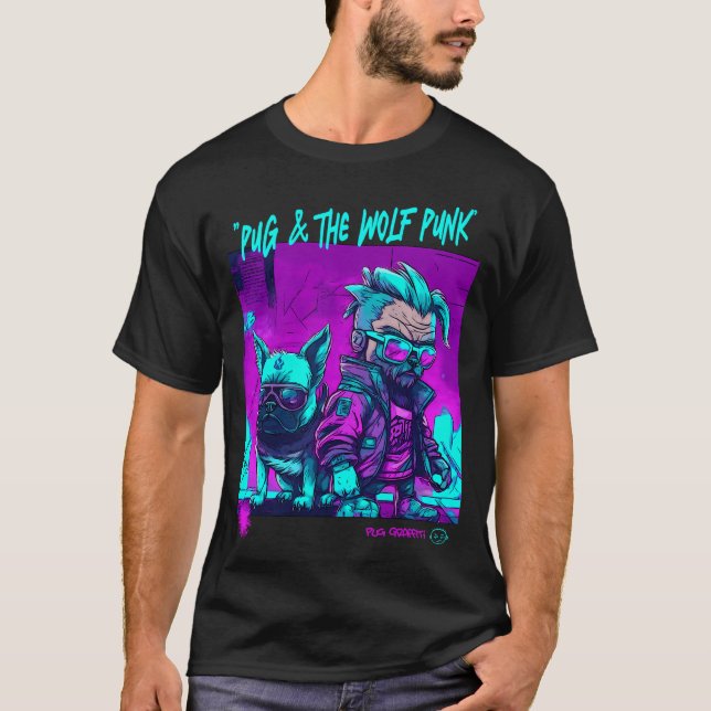 Mops und Werwolf Graffiti Kunst 7 T-Shirt (Vorderseite)