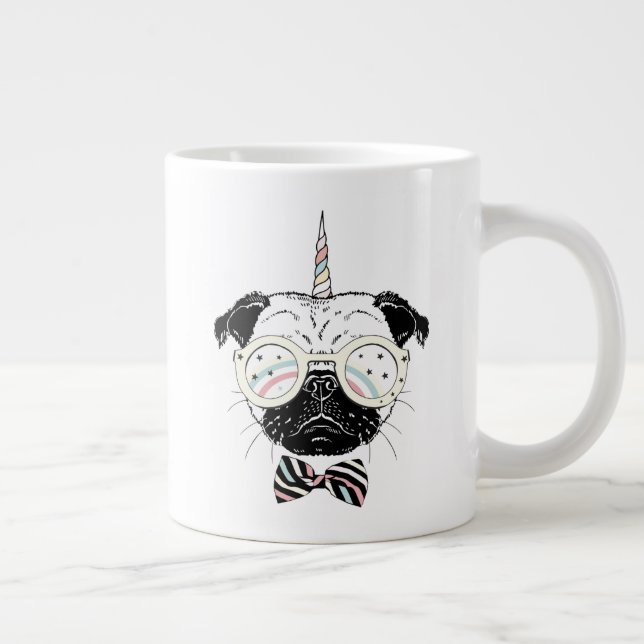 Mops Unicorn| einzigartig sein Jumbo-Tasse (Rechts)