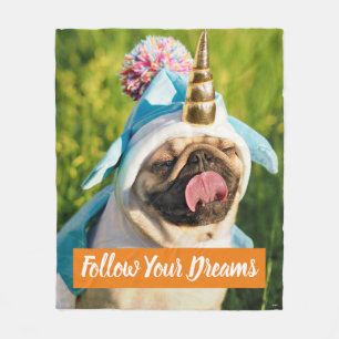 Mops Unicorn Fleecedecke