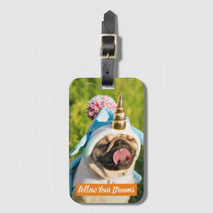 Mops Unicorn Gepäckanhänger