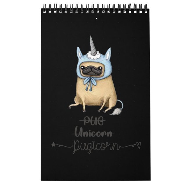 Mops unicorn gleich PUGICORN Kalender (Titelbild)