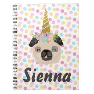 Mops Unicorn Little Girl Notizblock