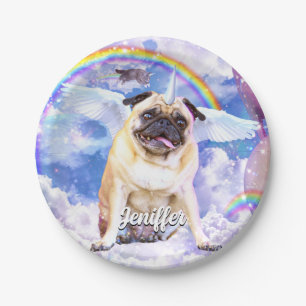 Mops unicorn - Niedliches Pugicorn Pappteller