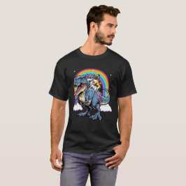 Mops Unicorn Riding auf T rex Dinosaur T-Shirt