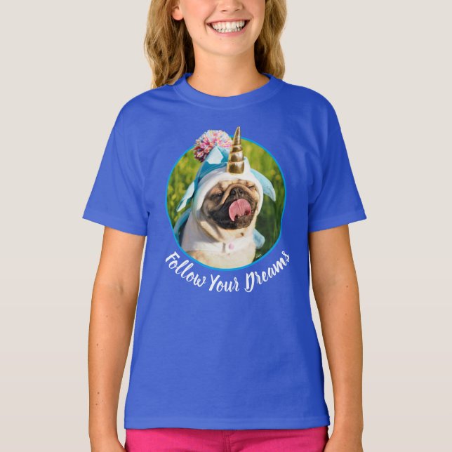 Mops Unicorn T-Shirt (Vorderseite)