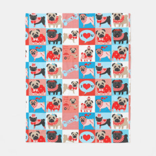 Mops Valentinquilt Fleecedecke