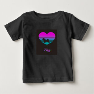 Mops Vaporwave Herz Mops Dog Lover Geschenk Baby T-shirt