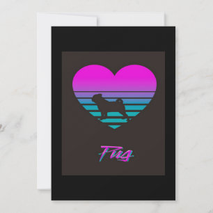 Mops Vaporwave Herz Mops Dog Lover Geschenk Dankeskarte
