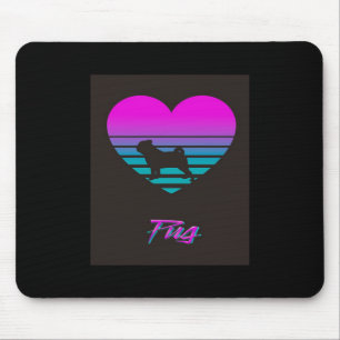 Mops Vaporwave Herz Mops Dog Lover Geschenk Mousepad