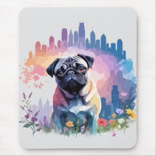 Mops Vector Art Animal in the Majestic Nature Wild Mousepad