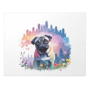 Mops Vector Art Animal in the Majestic Nature Wild Notizblock