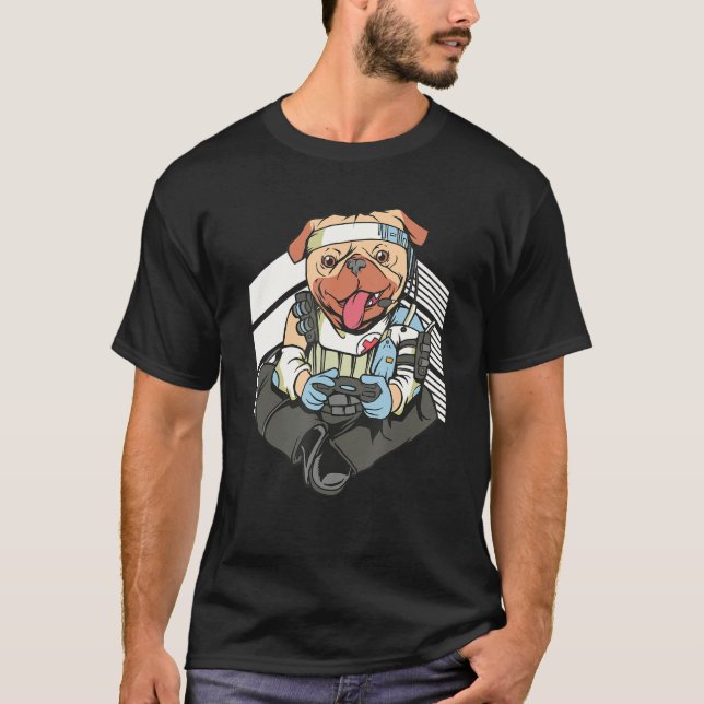Mops-Videospiele T-Shirt (Vorderseite)